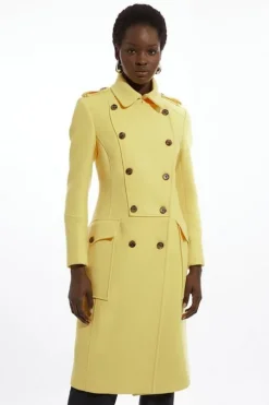 Petite Premium Italian Manteco Wool Military Midi Coat