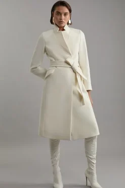 Petite Premium Italian Manteco Wool Investment Notch Neck Tailored Midi Coat