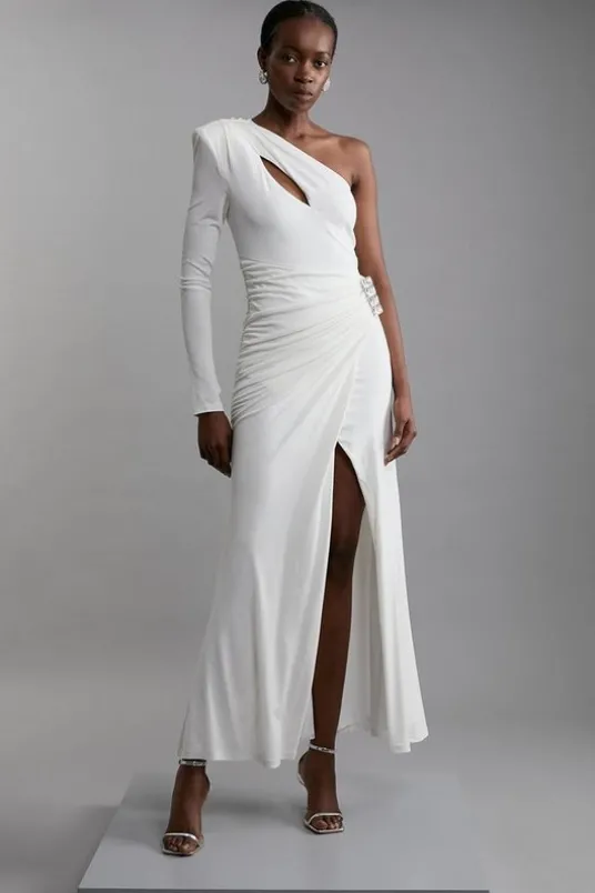 Petite Premium Viscose Jersey Hardware Maxi Dress