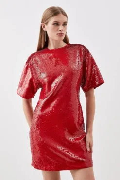 Petite Sequin Woven Mini Dress