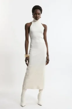 Petite Sleeveless Viscose Blend Turtleneck Knit Midaxi Dress