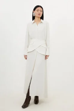 Petite Soft Tailored Belted Maxi Shirt Dress