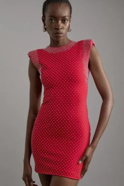 Petite Studded Ponte Jersey Mini Dress