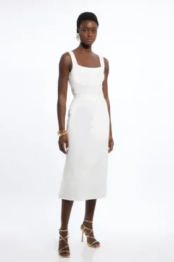 Petite Tailored Denim Grosgrain Skirt Co-ord