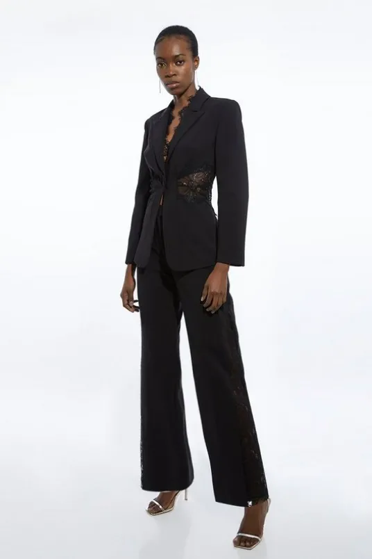 Petite Tailored Lace Detail Suit Set