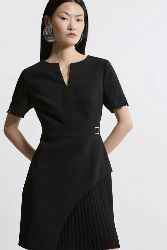 Petite Tailored Military Pleat Side Panel Mini Dress