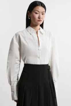 Petite Tailored Oversize Cuff Relaxed Fit Shirt