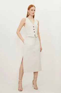 Petite Tencel Side Split Tailored Maxi Skirt