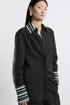 Petite Twill Stripe Detail Shirt