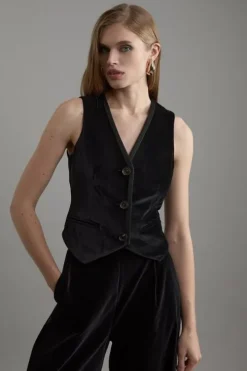 Petite Velvet Groisgrain Tailored Waist Coat