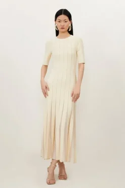 Petite Viscose Blend Filament Full Skirt Knit Midi Dress