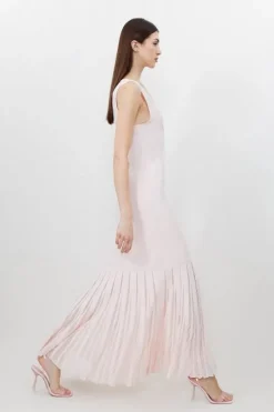 Petite Viscose Blend Sheer Skirt Maxi Knit Dress