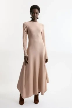 Petite Wool Look Hanky Hem Midaxi Knit Dress