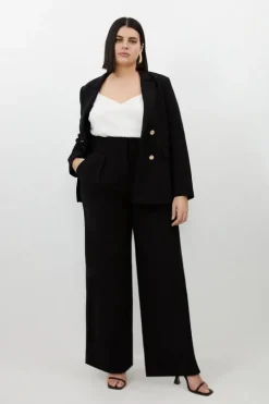 Plus Size Compact Stretch Tailored High Waist Pants
