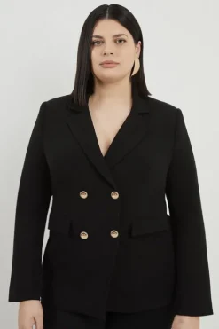 Plus Size Compact Stretch Essential Tailored Doubled Breasted Blazer