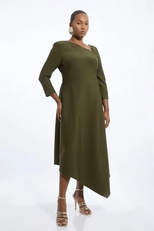 Plus Size Figure Form Bandage Asymmetric Knit Midaxi Dress