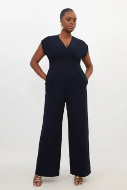 Plus Size Fluid Tailored Wide Leg Jumpsuit