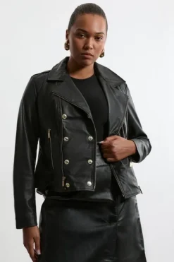 Plus Size Leather Military Biker