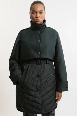 Plus Size Lightweight Padded Hybrid Short Trench Coat