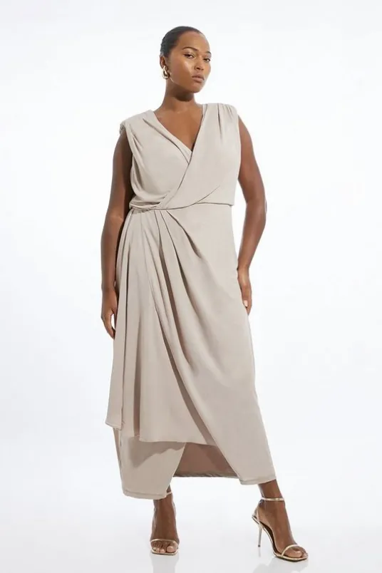 Plus Size OOTO Premium Viscose Jersey Draped Maxi Dress