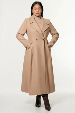 Plus Size Premium Italian Wool Blend Flared Skirt Midaxi Coat