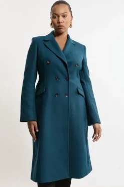 Plus Size Premium Italian Manteco Wool Fitted Tailored Midi Coat