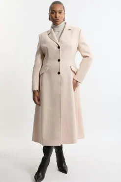 Plus Size Premium Italian Manteco Wool Full Skirted Tailored Midaxi Coat