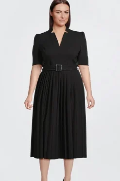 Plus Size Structured Crepe Forever Pleat Dress
