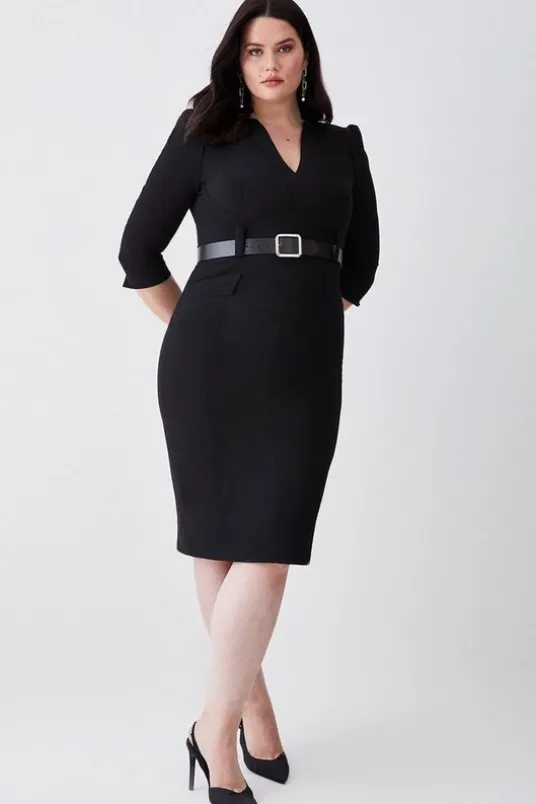 Plus Size Structured Crepe Forever Midi Dress