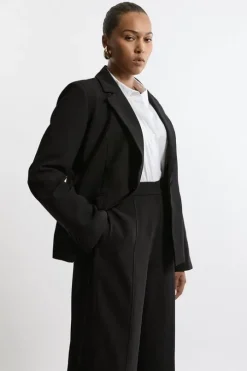 Plus Size Tailored Crepe Single Breasted Blazer Jacket