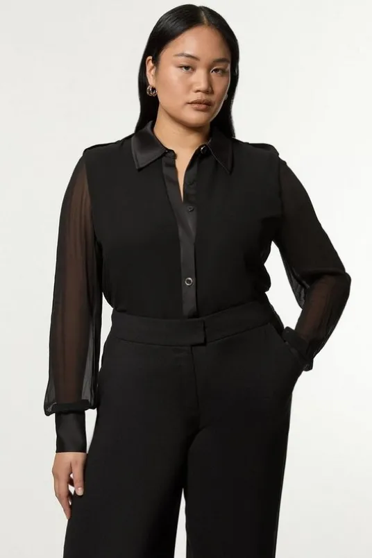 Plus Size Viscose Georgette Woven Shirt