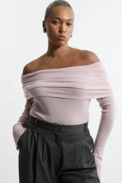 Plus Size Wool Blend Ballet Off The Shoulder Knit Top