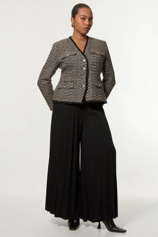 Plus Size Wool Mix Boucle Tailored Blazer Jumpsuit