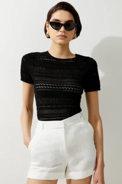 Pointelle Knit Racer Tee