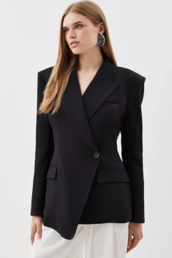 Polished Viscose Strong Shoulder Tailored Blazer & Trouser Set