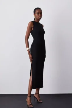 Ponte Crew Neck Maxi Dress