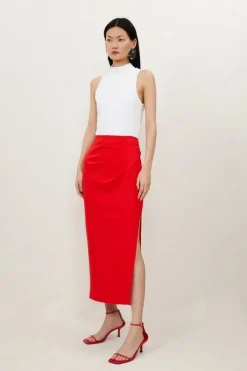 Ponte Side Split Maxi Skirt