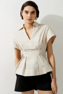 Poplin Balloon Strong Shoulder Woven Shirt