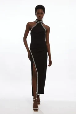 Premium Embellished Ponte Jersey Midi Dress