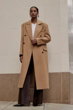 Premium Italian Manteco Wool Blend Double Breasted Midi Coat