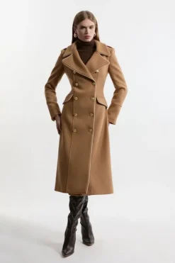 Premium Italian Manteco Wool Double Breasted Tailored Midi Coat