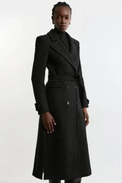 Premium Italian Manteco Wool Double Breasted Belted Tailored Midaxi Coat
