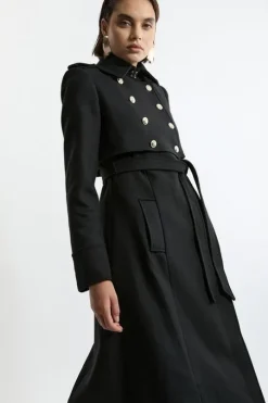 Premium Italian Manteco Wool Military Shelf Tailored Midaxi Coat