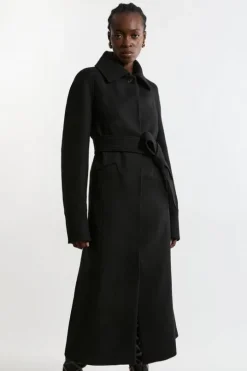 Premium Italian Manteco Wool Belted Tailored Duster Trench Maxi Coat