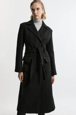 Premium Italian Manteco Wool Belted Tailored Midaxi Coat
