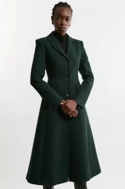 Premium Italian Manteco Wool Full Skirted Tailored Midaxi Coat