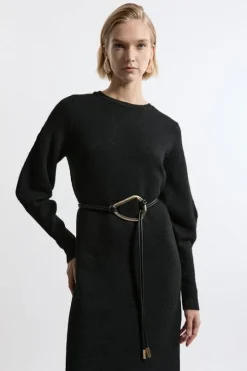 Premium Leather Gold Hardwear Detail Tie Belt