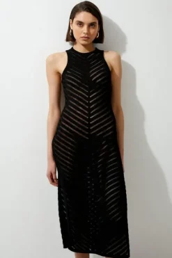 Premium Open Stitch Racer Knit Midi Dress