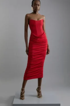 Premium Viscose Jersey Corset Midi Dress