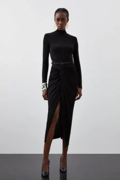 Premium Viscose Jersey Ruched Midi Dress